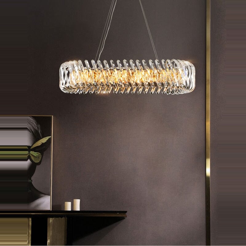 Postmodern Round Stainless Steel Crystal Chandelier