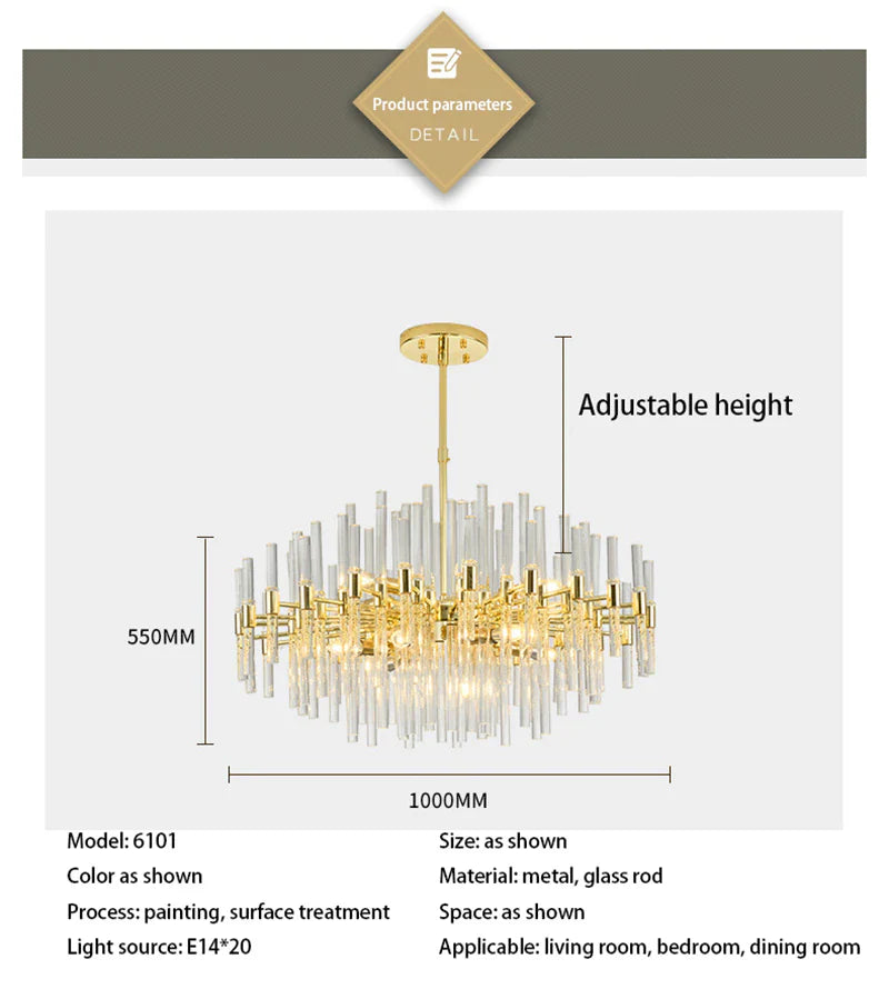 Nordic Crystal Tube Sparkling Chandelier