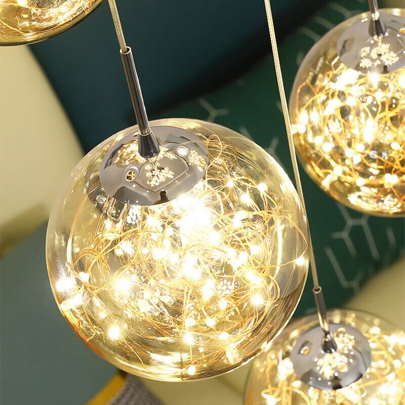 Modern Spiral Stair Glass Ball String Chandelier