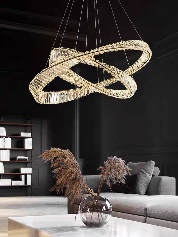 Gold Plated K9 Crystals Irregular Ring Chandelier