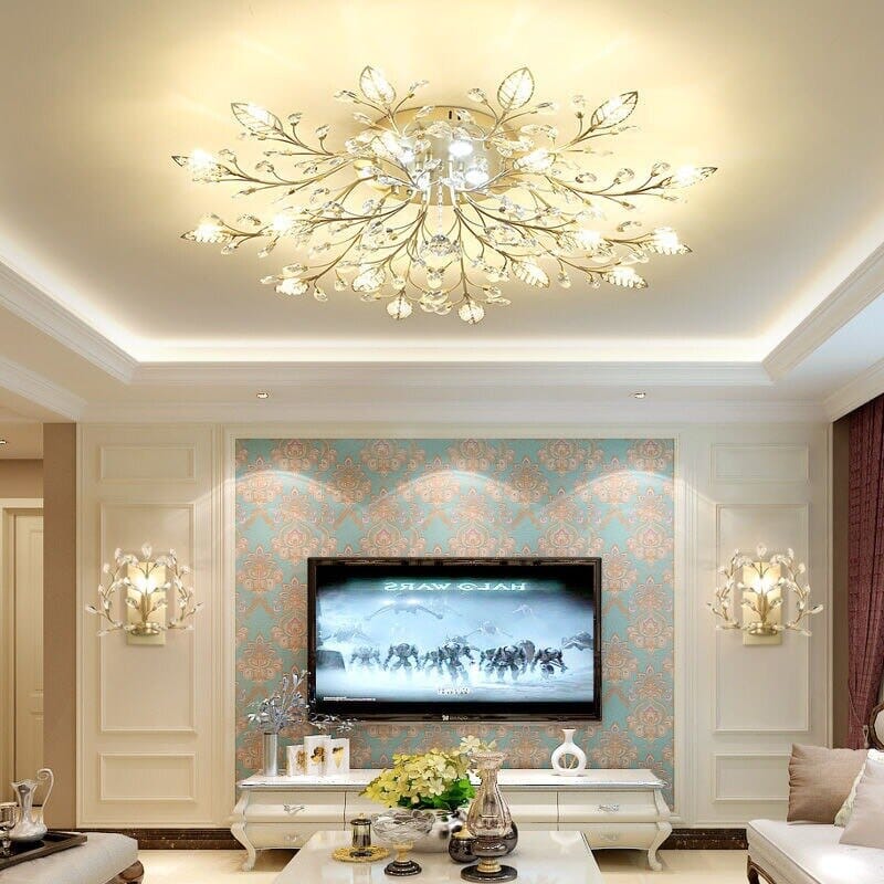 Kristallen Blad Luxury K9 Crystal Chandelier Lamp