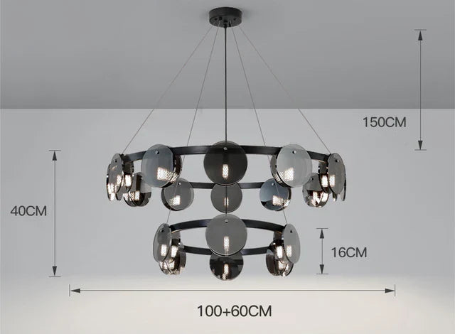 Nordic Black Glass Chandelier Light