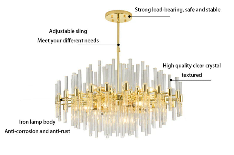 Nordic Crystal Tube Sparkling Chandelier