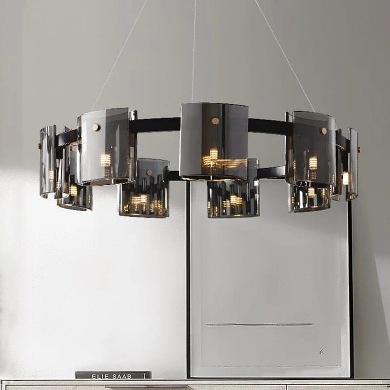 Scandinavian Square Glass Round Ceiling Chandelier