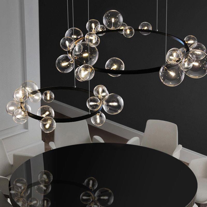 LED Art Deco Glass Bubbles Round Chandelier