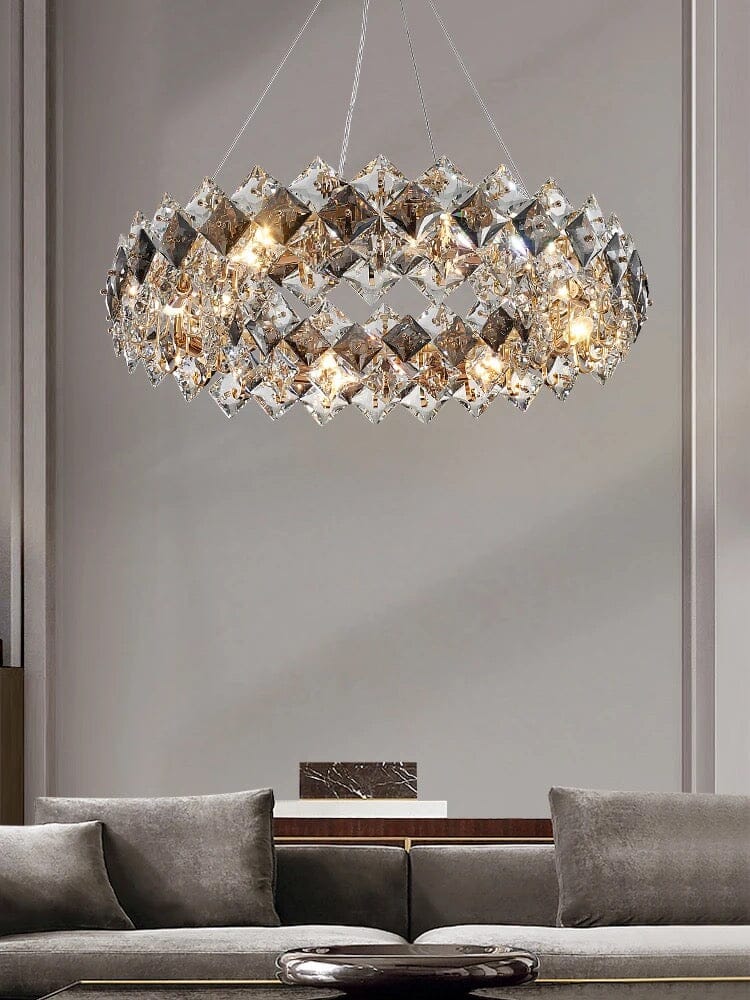 Nordic Gold LED Loft Lattice Crystal Chandelier