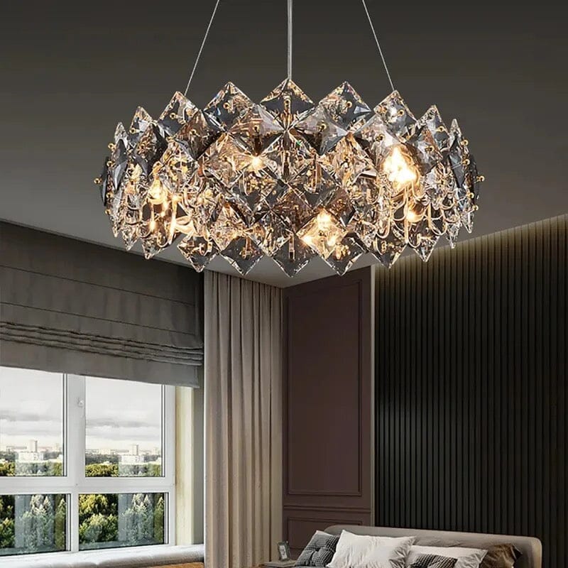 Nordic Gold LED Loft Lattice Crystal Chandelier