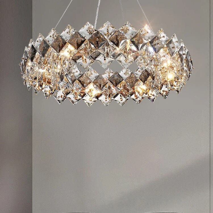 Nordic Gold LED Loft Lattice Crystal Chandelier