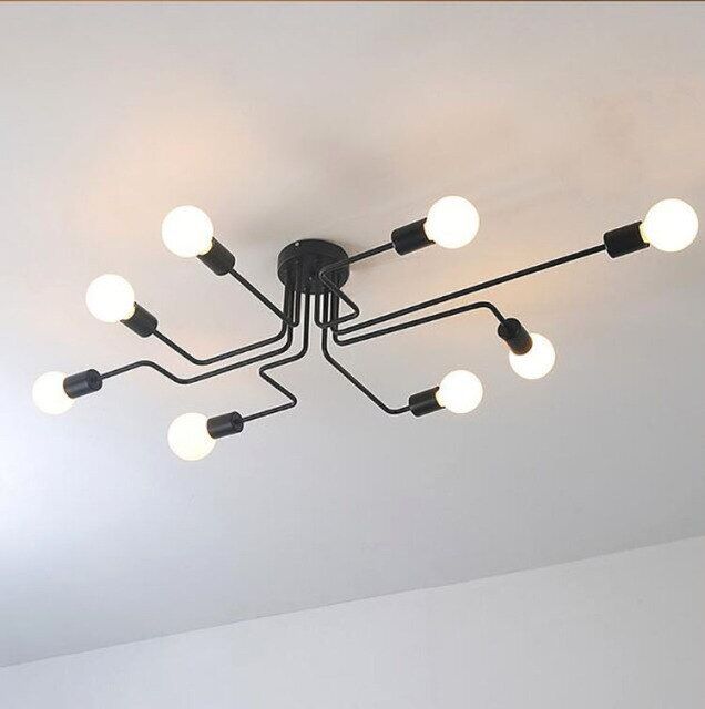 Retro Wrought Iron Multiple Rod Pole Chandelier